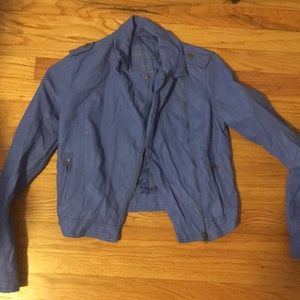 Vintage blue leather jacket.